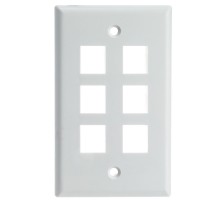 Wall Plate, 6-Port, WHITE