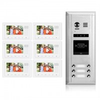 6 Apartment Video Doorbell | 2 Wire Buzzer System, 6 Monitors 4.3